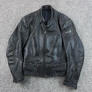 Vintage Hein Gericke Motorcycle Jacket Mens 38 Brown Leather Cafe Racer Biker